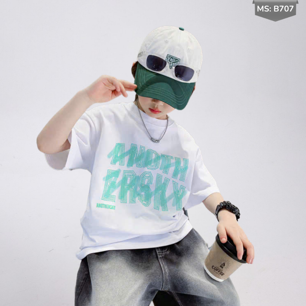 Áo Thun Ngắn Tay Mùa Hè Cho Bé Trai, Bé Gái In Hình Năng Động, Cổ Tròn B707 | JJ Kids Fashion