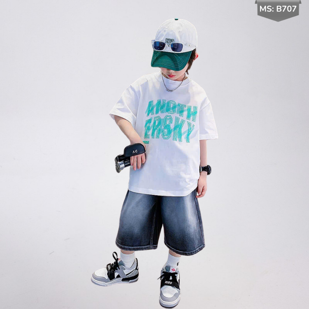 Áo Thun Ngắn Tay Mùa Hè Cho Bé Trai, Bé Gái In Hình Năng Động, Cổ Tròn B707 | JJ Kids Fashion
