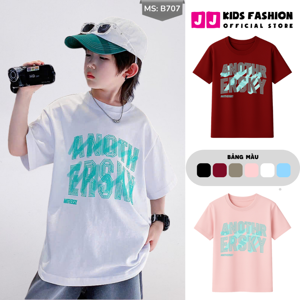 Áo Thun Ngắn Tay Mùa Hè Cho Bé Trai, Bé Gái In Hình Năng Động, Cổ Tròn B707 | JJ Kids Fashion