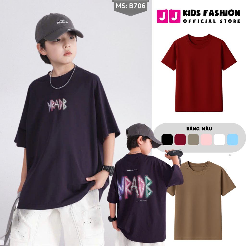 Áo Thun Ngắn Tay Mùa Hè Cho Bé Trai, Bé Gái In Hình Năng Động, Cổ Tròn B706 | JJ Kids Fashion