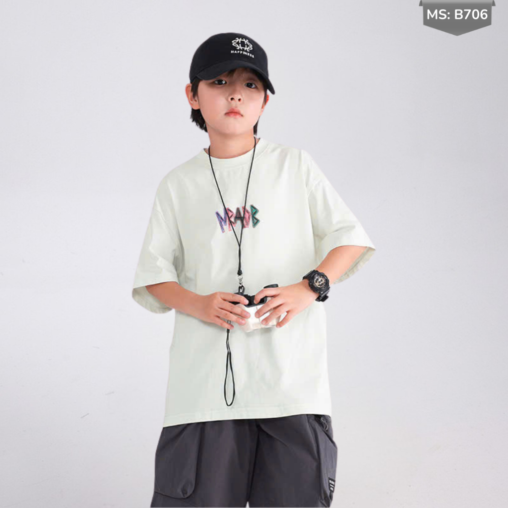 Áo Thun Ngắn Tay Mùa Hè Cho Bé Trai, Bé Gái In Hình Năng Động, Cổ Tròn B706 | JJ Kids Fashion