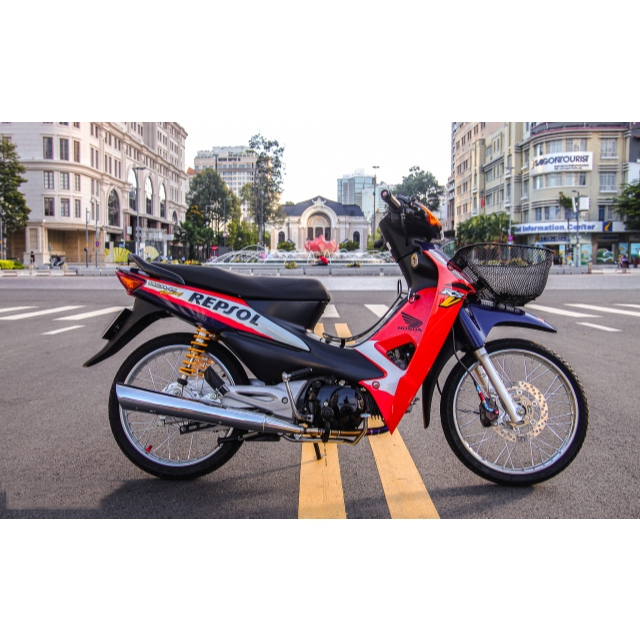 Tem rời Repsol Racing chất chơi. WAVE Alpha đen cam, decal cao cấp bền không tưởng