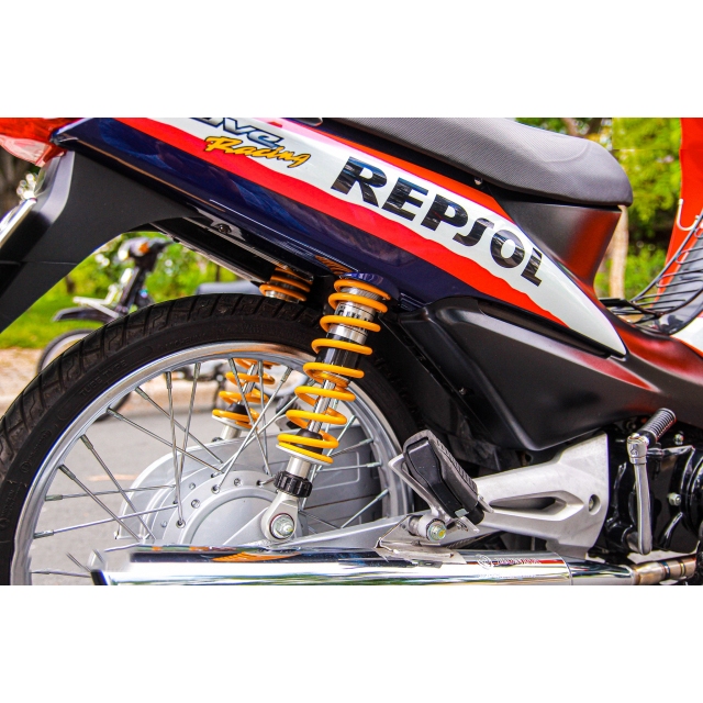 Tem rời Repsol Racing chất chơi. WAVE Alpha đen cam, decal cao cấp bền không tưởng