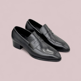 Giày Loafer HH1 - JOG04 , thiết kế High heel hiện đại , da bò mộc , đế phíp gỗ cao 4,5cm ( HH1 )