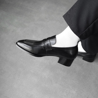 Giày Loafer HH1 - JOG04 , thiết kế High heel hiện đại , da bò mộc , đế phíp gỗ cao 4,5cm ( HH1 )
