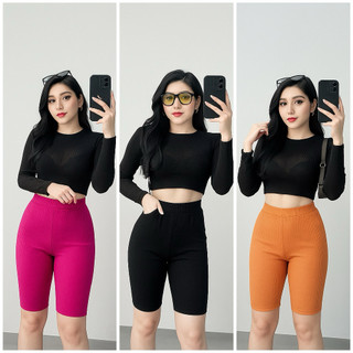 [Quần  không  Túi ]Quần ngố thun gân sọc kẻ / quần ngố nữ ho ôm body dáng siêu đẹp Hottrend