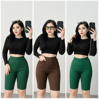 [Quần  không  Túi ]Quần ngố thun gân sọc kẻ / quần ngố nữ ho ôm body dáng siêu đẹp Hottrend