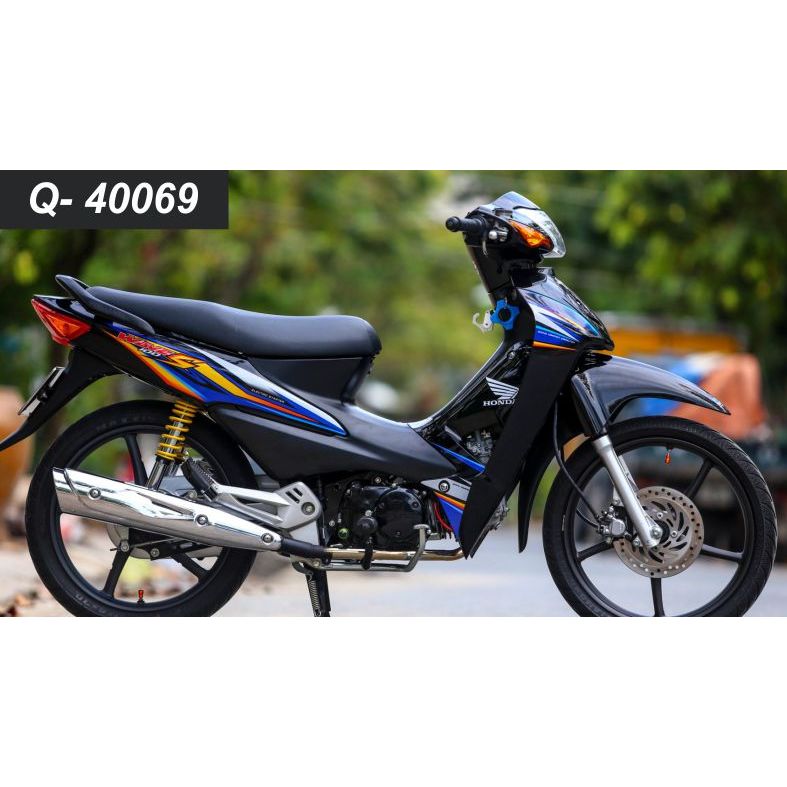 Tem rời xe Wave màu đen, tem xanh vàng. Thay đổi màu sắc và chi tiết theo yêu cầu. Sắc nét, bền màu
