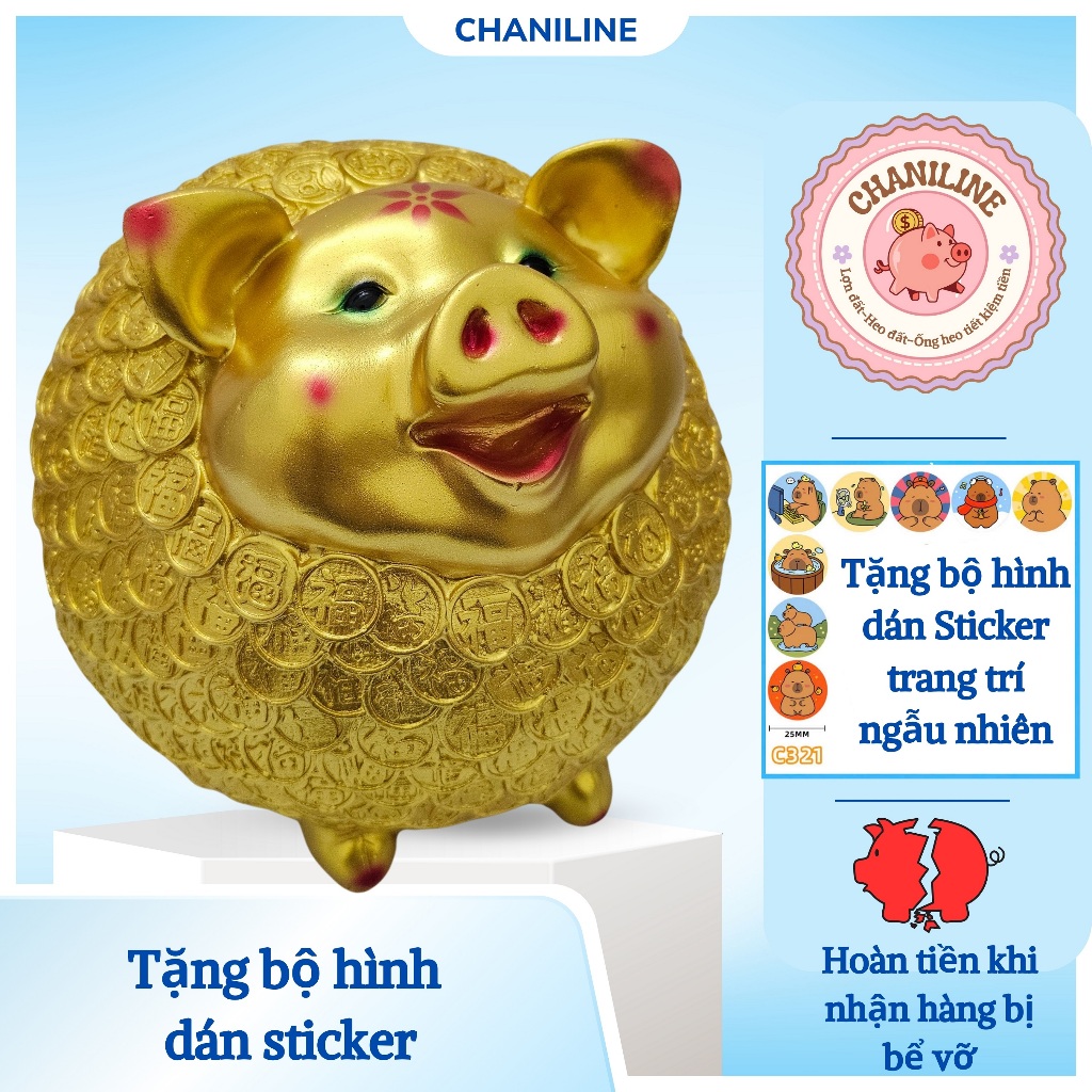 Heo Đất Lợn Đất Nhím tiền vàng lỗ ngang size to đáng yêu Ống heo tiết kiệm tiền,trang trí,quà tặng