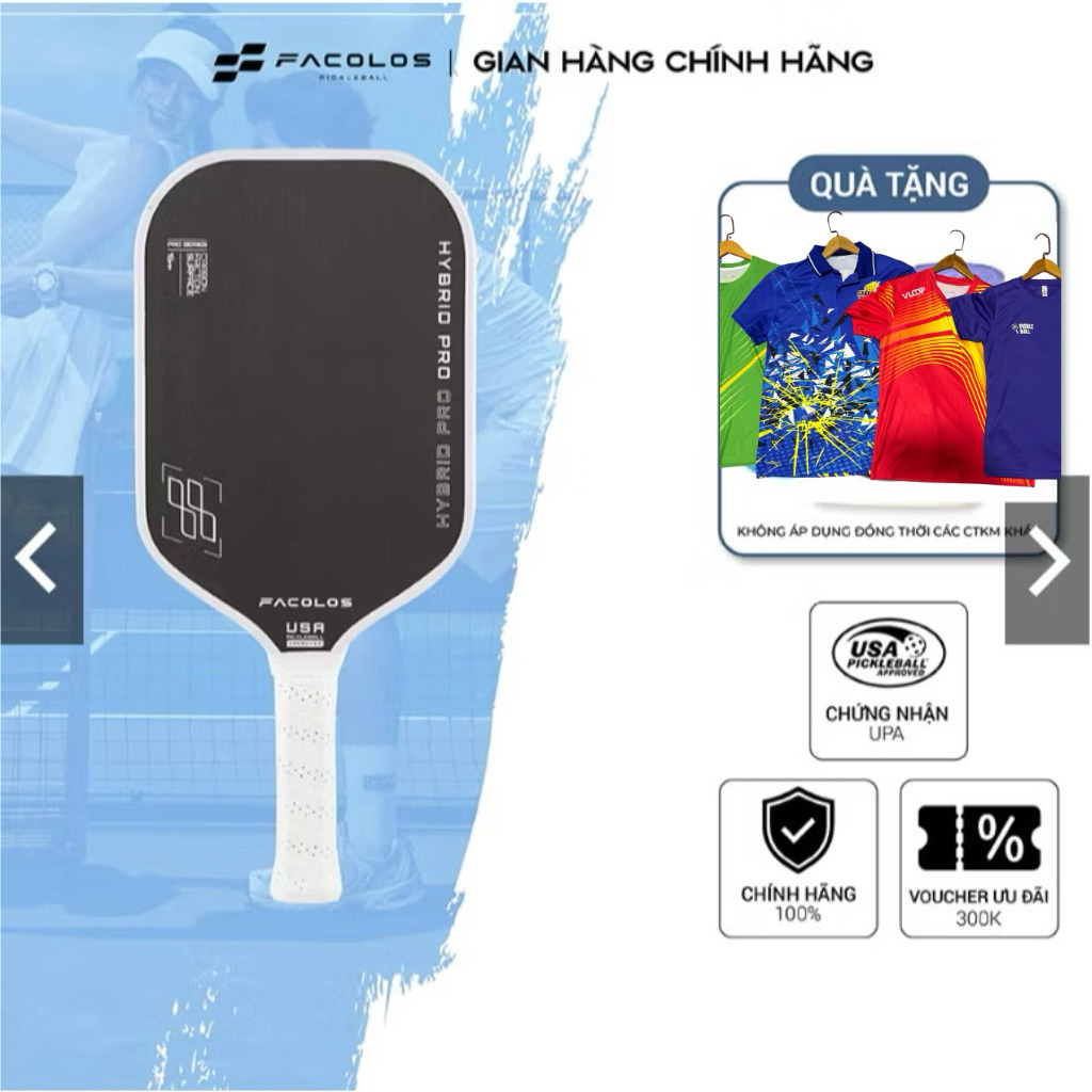 ✅  [Ship Hoả Tốc] Vợt Pickleball Facolos Hybrid Pro Series chính hãng, mạnh mẽ, powerful