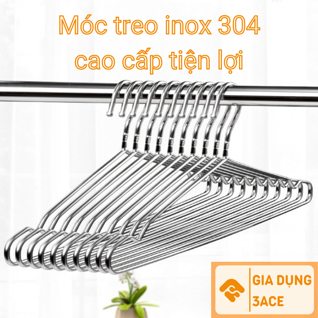 Combo 20 móc treo quần áo inox 304 cao cấp chịu lực mắc áo người lớn ...