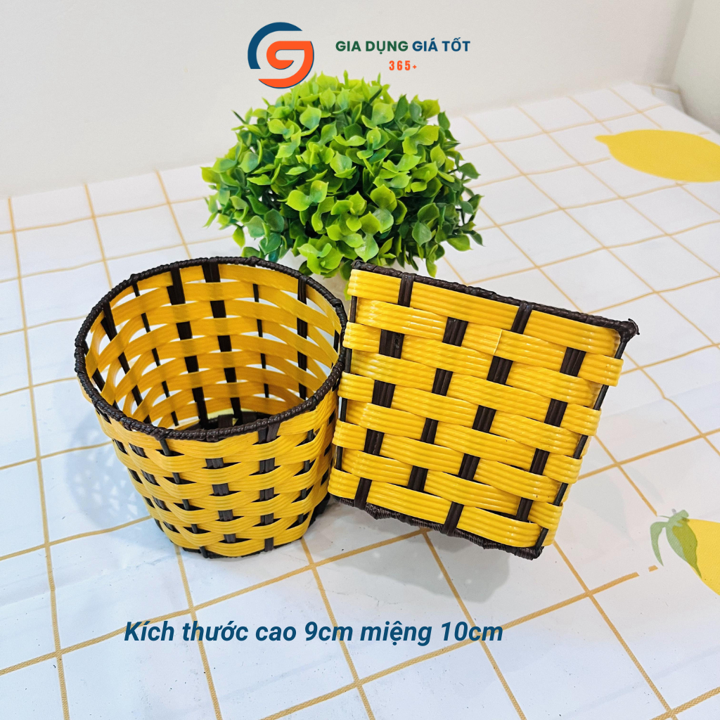 Giỏ cốc đựng giấy ăn nhựa giả mây siêu rẻ, nhỏ gọn để bàn ăn