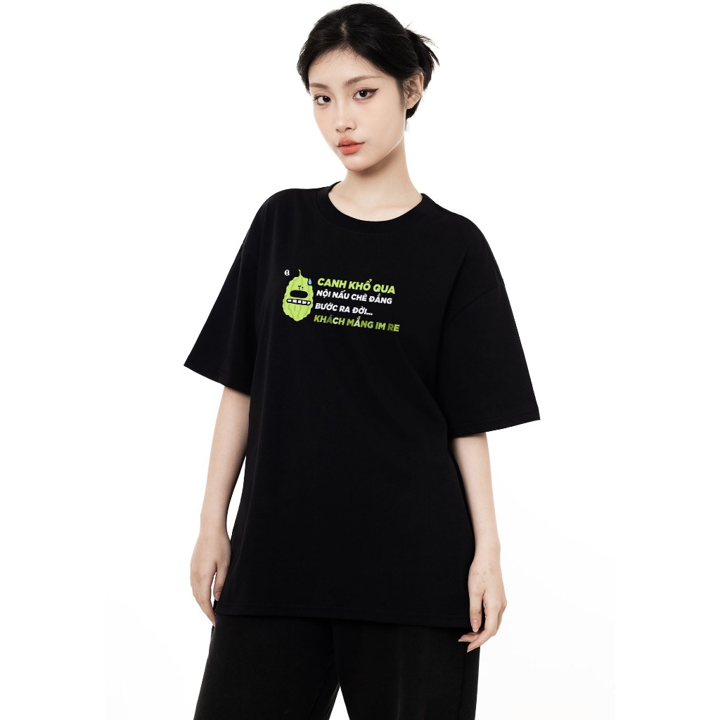 Áo Thun Hài Hước Canh Khổ Qua Câu Nói Text Vui Nhộn Văn Phòng Công Sở Form Oversize Cotton 250Gsm