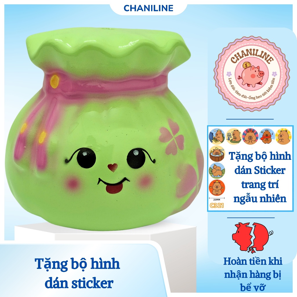 Heo Đất Lợn Đất Túi Tiền lỗ tròn(size to) cute Ống heo tiết kiệm tiền,trang trí,quà tặng CHANILINE