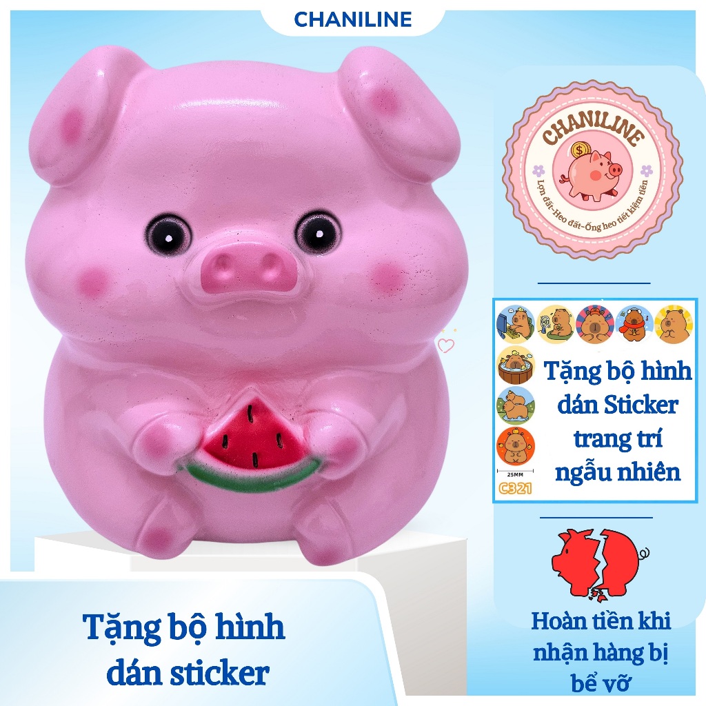 Heo Đất Lợn Đất Heo dưa hấu SIZE TO lỗ tròn đáng yêu Ống heo tiết kiệm tiền,trang trí,quà tặng