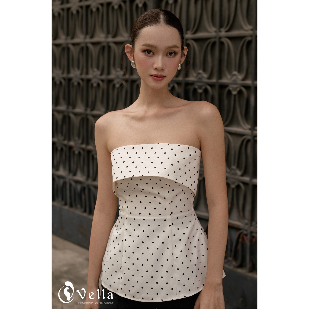 Áo peplum cúp ngực quây chấm bi tôn dáng VA25088 Vella Fashion
