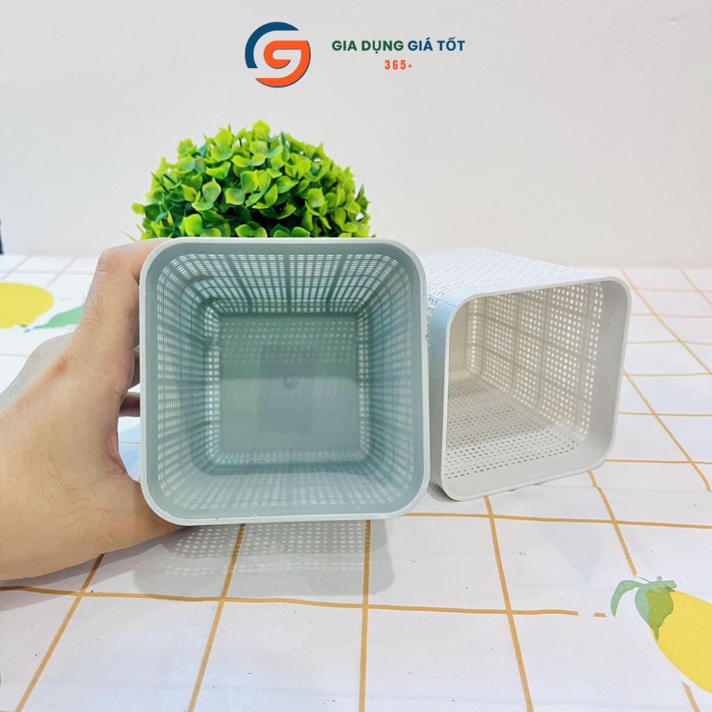 Giỏ đựng bút, đựng giấy đa năng Song Long kiểu đan vuông để bàn học, bàn làm việc