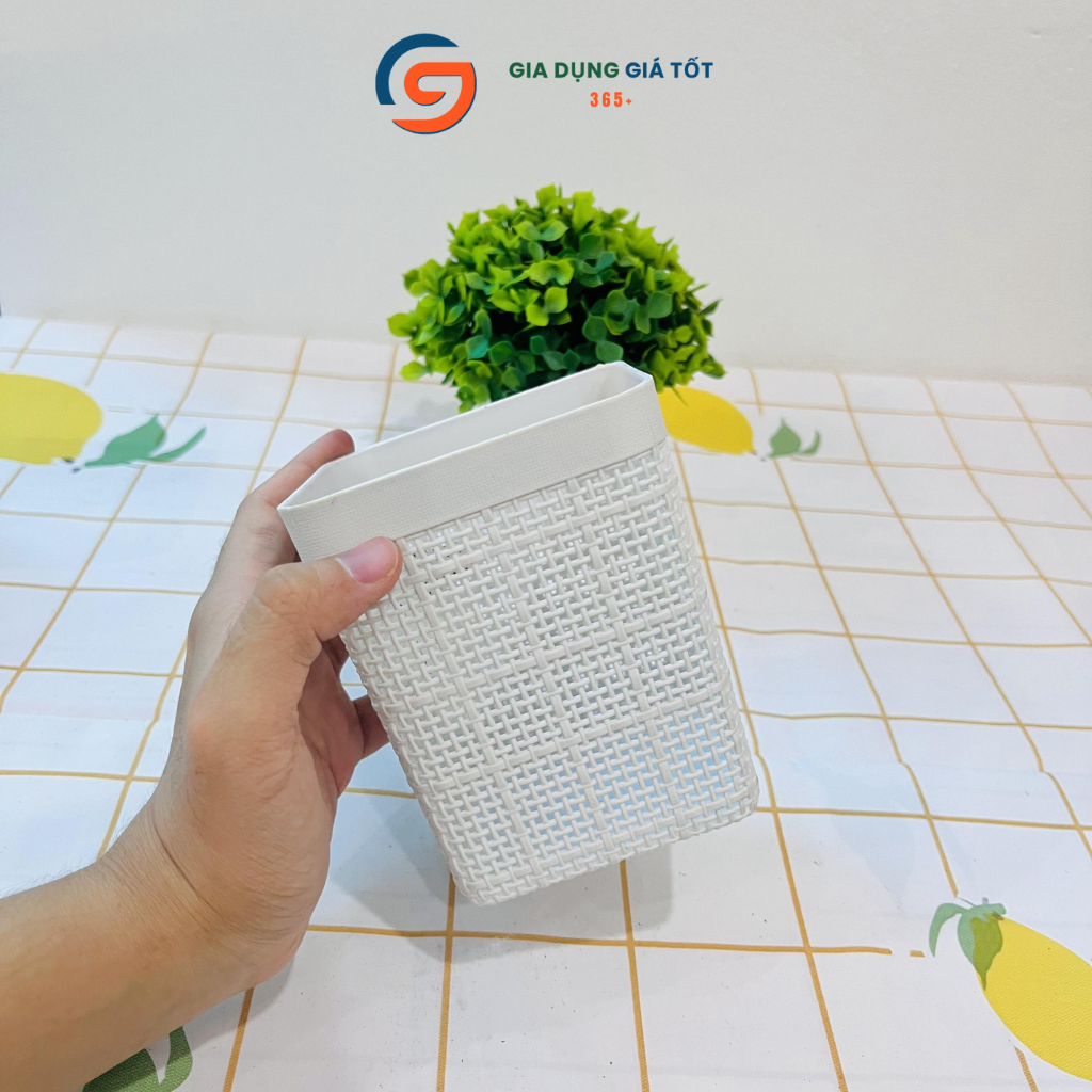 Giỏ đựng bút, đựng giấy đa năng Song Long kiểu đan vuông để bàn học, bàn làm việc