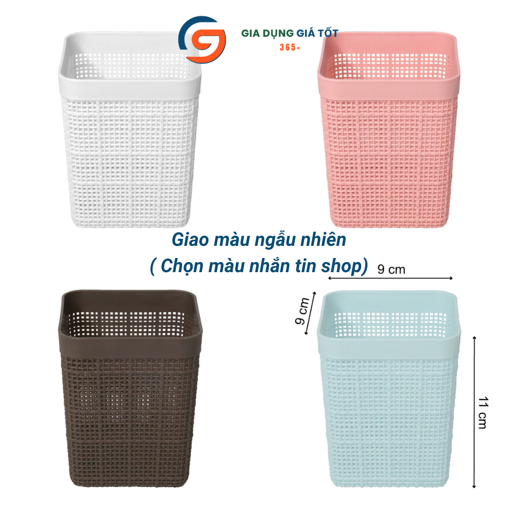 Giỏ đựng bút, đựng giấy đa năng Song Long kiểu đan vuông để bàn học, bàn làm việc