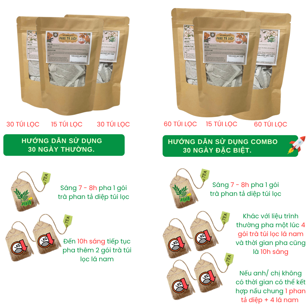 TRÀ THẢO MỘC ĐỨC THIỆN (Gồm Trà Lá Phan Tả Diệp & Trà Lá Nam 10 Vị)
