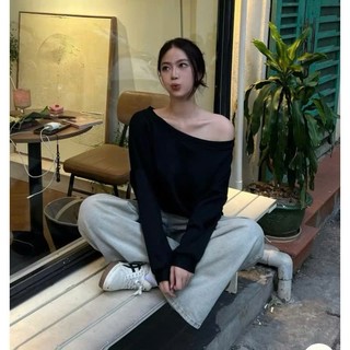 [Mã DOTHIEN30 giảm 30K đơn 50K] Áo Sweater Trễ Vai Nỉ Lông Nhiều Màu Nữ Tính Thu Đông lệch vai sexy phong cách - DTB
