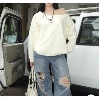 [Mã DOTHIEN30 giảm 30K đơn 50K] Áo Sweater Trễ Vai Nỉ Lông Nhiều Màu Nữ Tính Thu Đông lệch vai sexy phong cách - DTB