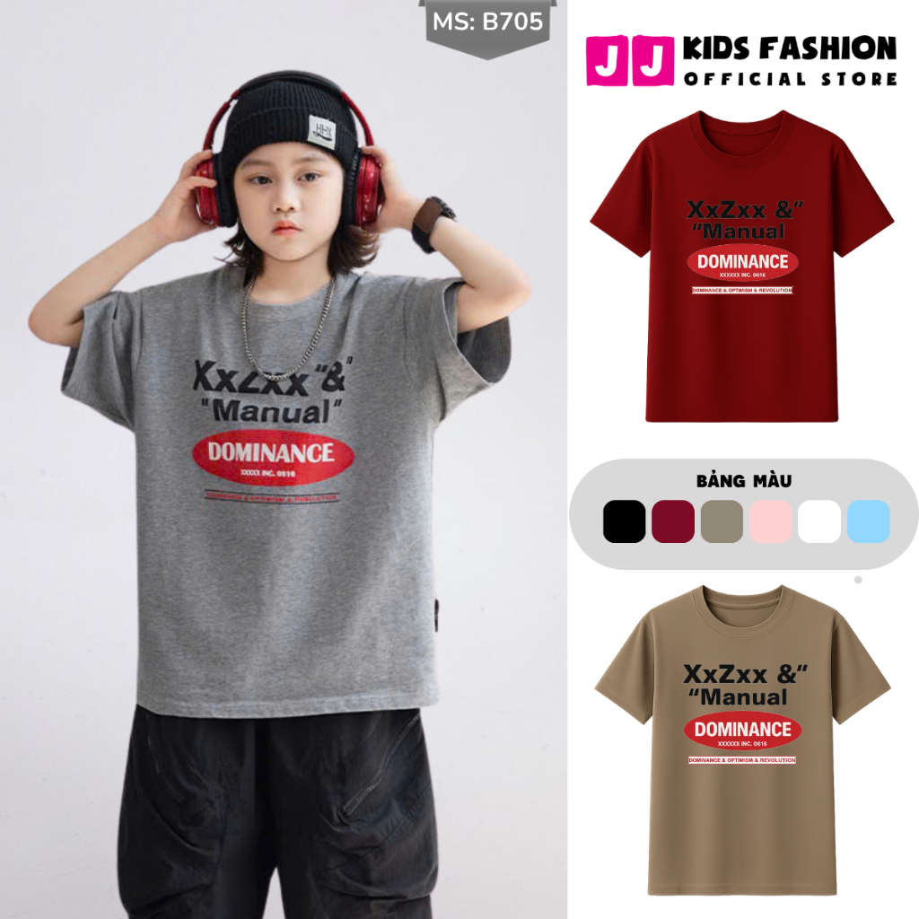 Áo Thun Ngắn Tay Mùa Hè Cho Bé Trai, Bé Gái In Hình Năng Động, Cổ Tròn B705 | JJ Kids Fashion