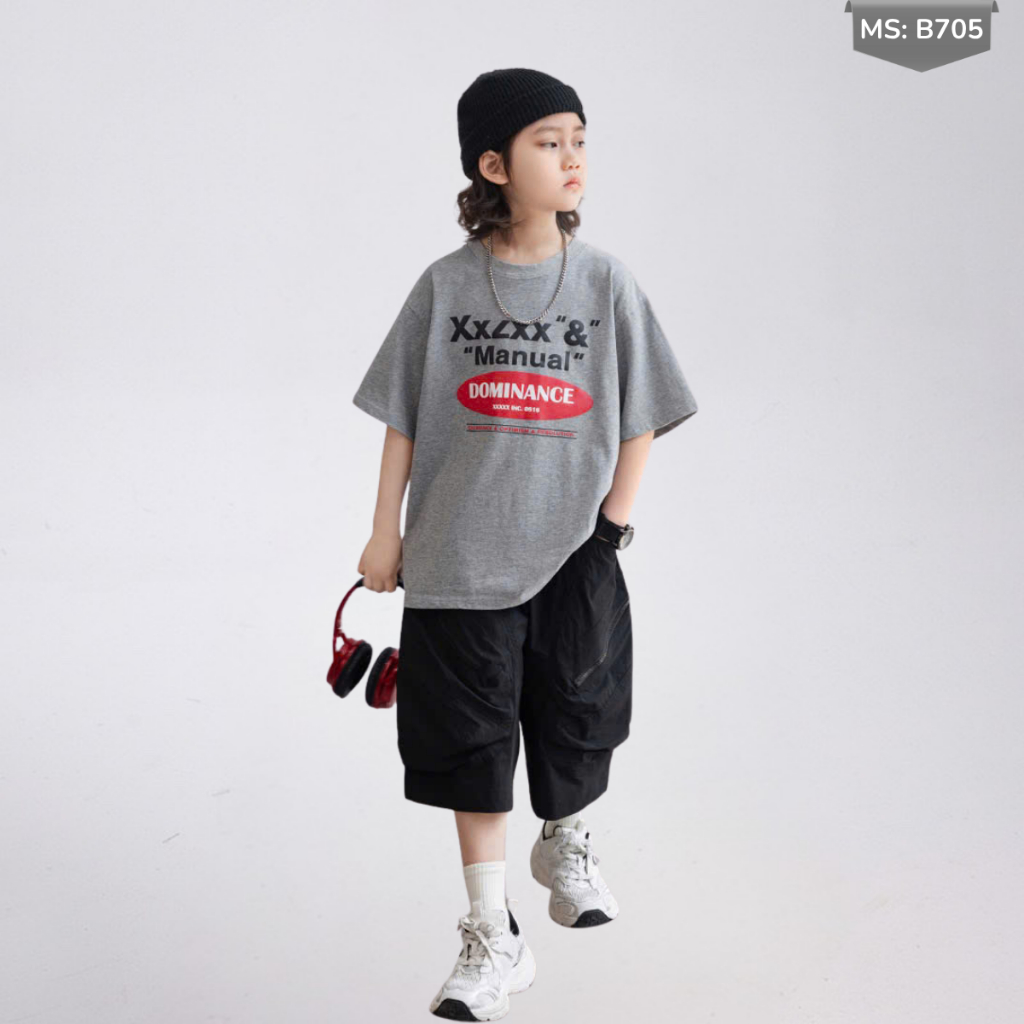 Áo Thun Ngắn Tay Mùa Hè Cho Bé Trai, Bé Gái In Hình Năng Động, Cổ Tròn B705 | JJ Kids Fashion