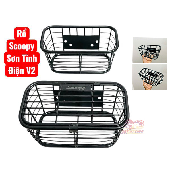 Rổ xe máy Scoopy V2 Sơn Tĩnh Điện mẫu Thái loại có nắp và không nắp (kích thước : dài 22cm rộng 12cm cao 12cm) hàng chất