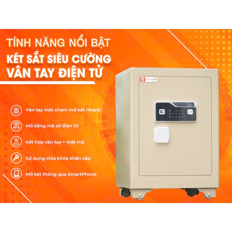 Két sắt mini thông minh Việt Tiệp KVTM khóa vân tay điện tử kết nối điện thoại miễn ship toàn quốc