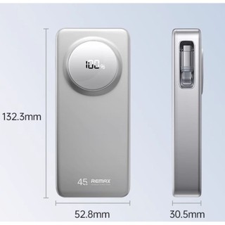 Cục tích điện REMAX FCP-10 10000mAh TypeC / Cáp rút TypeC Input 30W / Output 45W, Cell Li-ion 21700