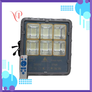 ĐÈN PHA NĂNG LƯỢNG MẶT TRỜI 300W QF - Hiệu LINGZHAO vỏ nhôm kháng bụi, kháng nước IP66 có Remote