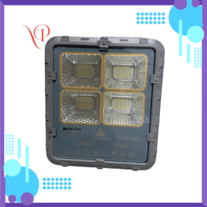 ĐÈN PHA NĂNG LƯỢNG MẶT TRỜI 200W QF - Hiệu LINGZHAO vỏ nhôm kháng bụi, kháng nước IP66 có Remote