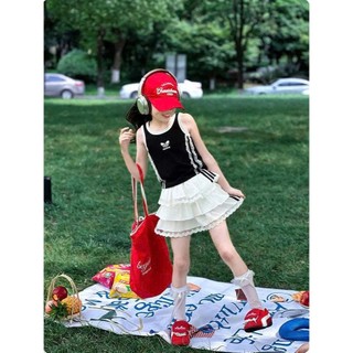 [B&G] Sét váy áo sát nách đen, đỏ kèm chân váy trắng cá tính mùa hè cho bé gái từ 10-45kg(2-12 tuổi)