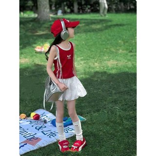 [B&G] Sét váy áo sát nách đen, đỏ kèm chân váy trắng cá tính mùa hè cho bé gái từ 10-45kg(2-12 tuổi)