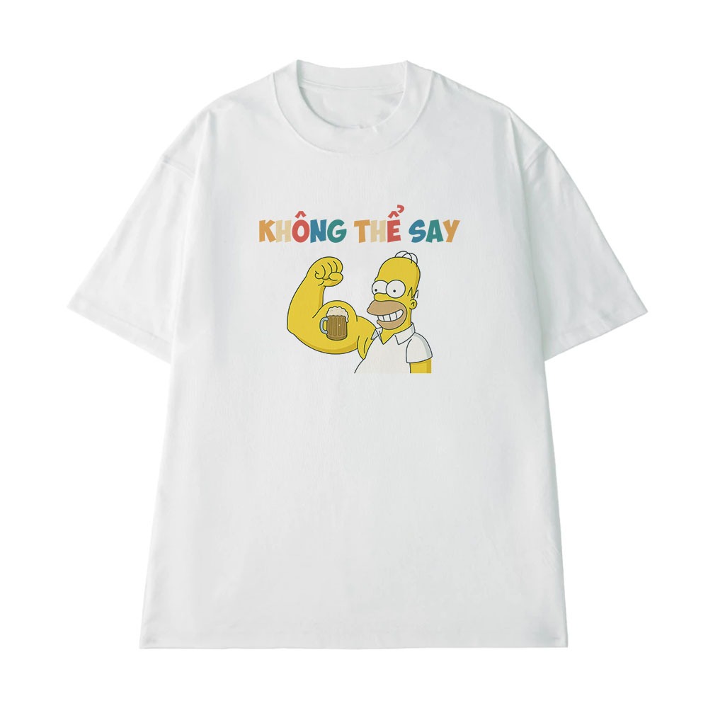 Áo Thun Ăn Nhậu Không Thể Say Câu Nói Text Hài Hước Meme Form Rộng Nam Nữ Cotton 250gsm