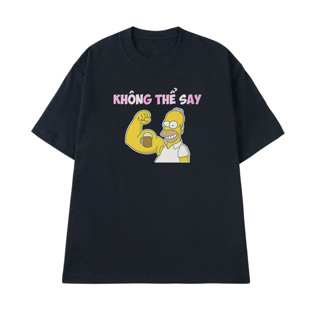 Áo Thun Ăn Nhậu Không Thể Say Câu Nói Text Hài Hước Meme Form Rộng Nam Nữ Cotton 250gsm