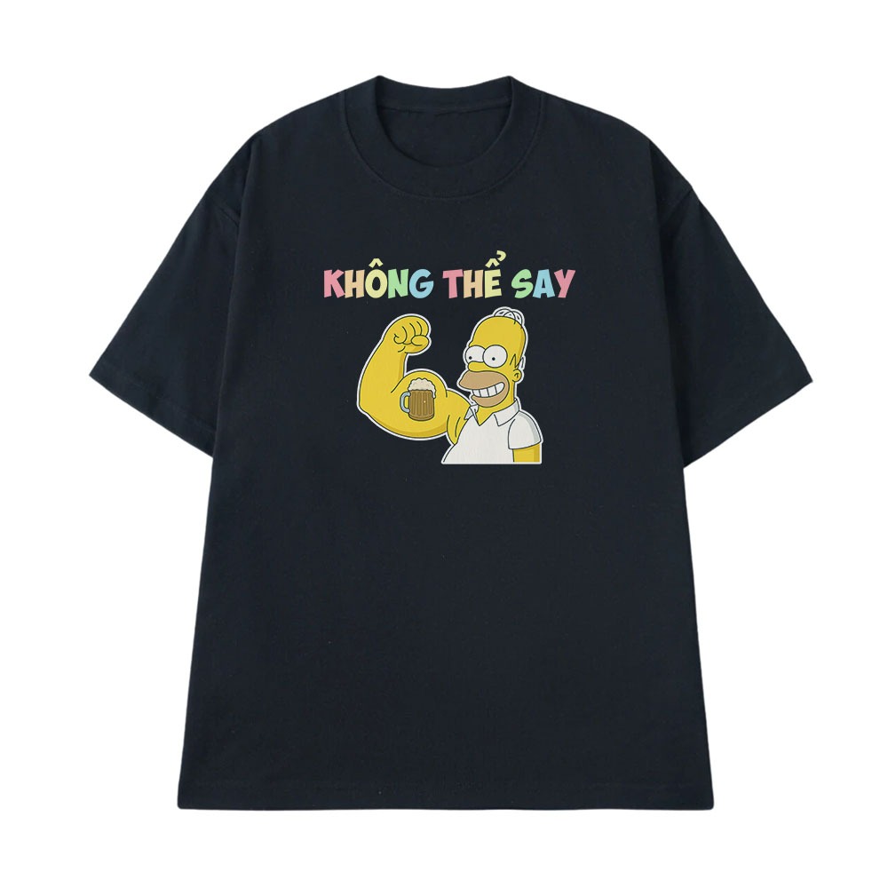 Áo Thun Ăn Nhậu Không Thể Say Câu Nói Text Hài Hước Meme Form Rộng Nam Nữ Cotton 250gsm