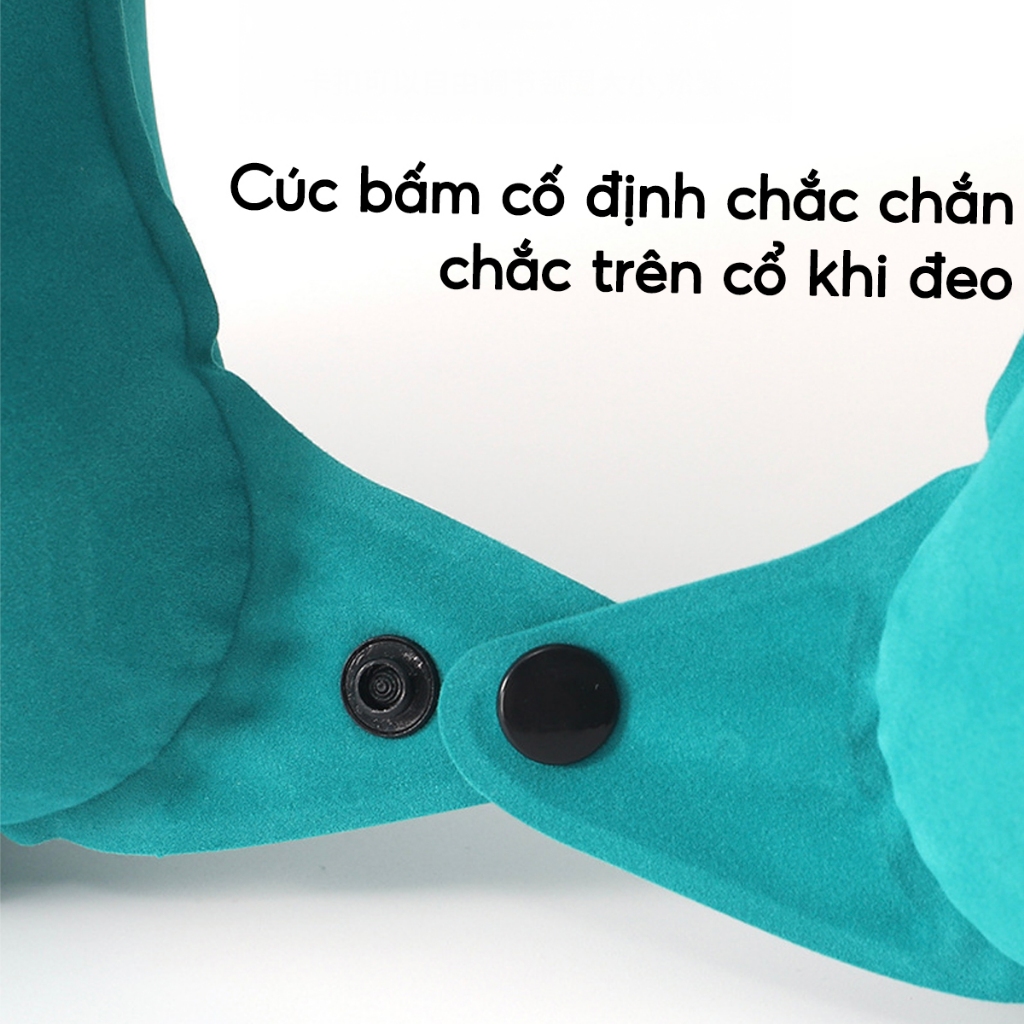 Gối Kẹp Cổ Bơm Hơi Du Lịch Dã Ngoại Gối Ngủ Văn Phòng Chữ U Chống Mỏi Vai Gáy Gấp Gọn Tiện Lợi