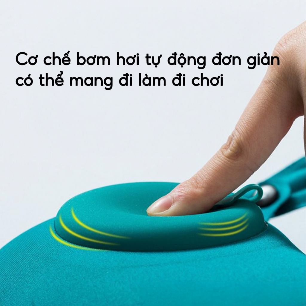 Gối Kẹp Cổ Bơm Hơi Du Lịch Dã Ngoại Gối Ngủ Văn Phòng Chữ U Chống Mỏi Vai Gáy Gấp Gọn Tiện Lợi