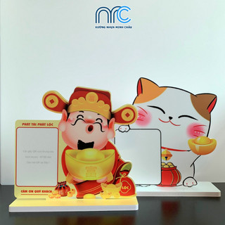 Bảng quét mã QR Code thần tài, Bảng QR thanh toán để bàn chất liệu nhựa Formex - Không in mã QR