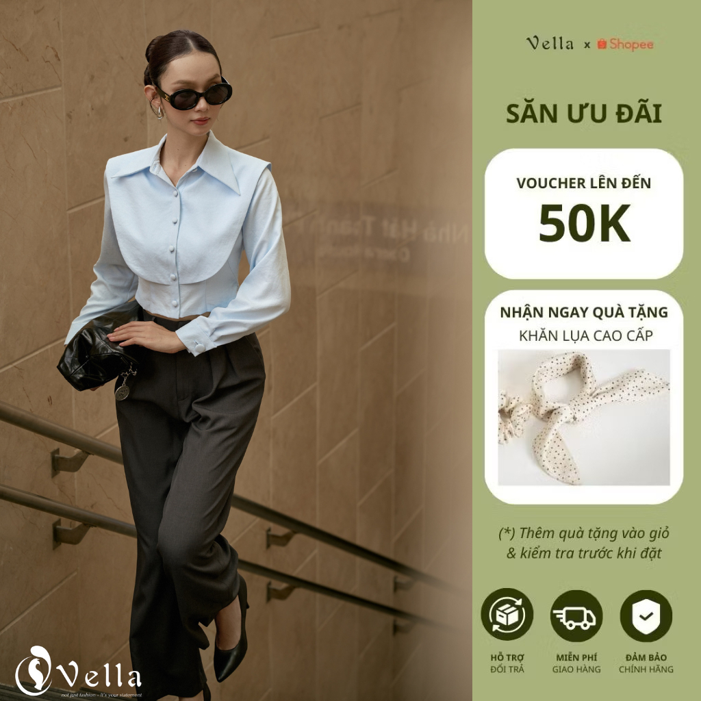 Quần culottes công sở nữ lưng cao ống suông tôn dáng - Vella Fashion VQ24103