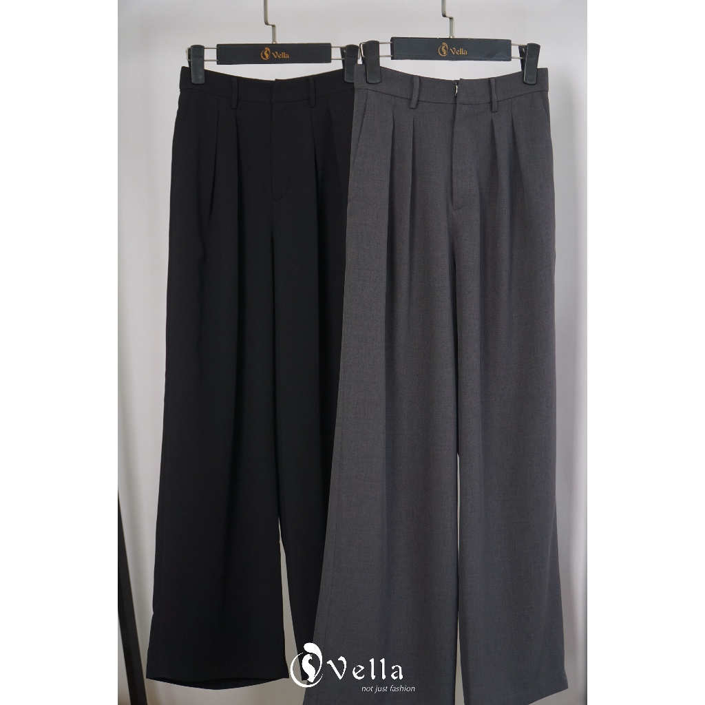 Quần culottes công sở nữ lưng cao ống suông tôn dáng - Vella Fashion VQ24103