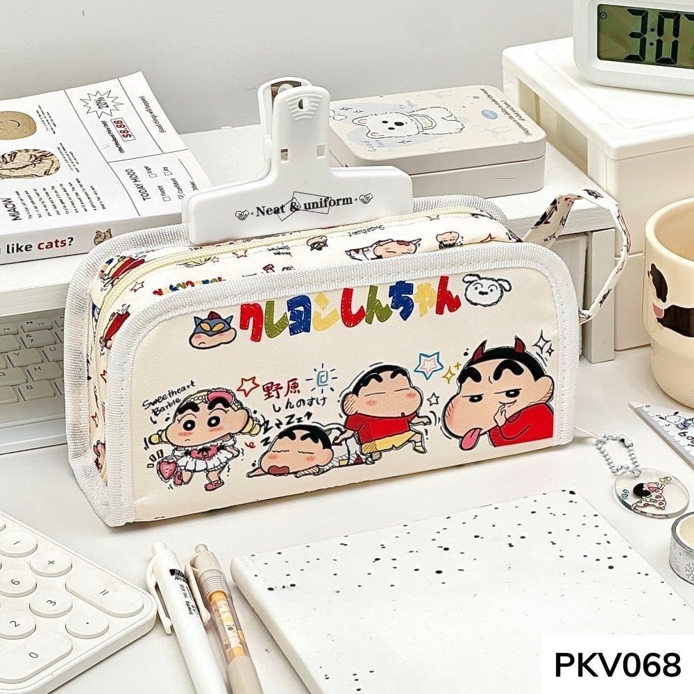 Bóp viết , hộp đựng bút cho học sinh dung tích lớn họa tiết hoạt hình cushin cute PKV068 gagastore