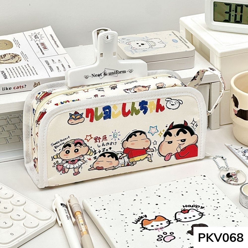 Bóp viết , hộp đựng bút cho học sinh dung tích lớn họa tiết hoạt hình cushin cute PKV068 gagastore