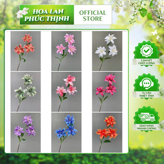 combo 5 cành ly kép - hoa vải lụa in cao cấp, trang trí lọ hoa, phòng khách, derco cà phê, bàn làm việc, bàn học ...vvv