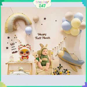 Combo Set Bóng Bay Trang Trí Đầy Tháng Fullmonth Tuổi Ngựa Cho Bé Trai Bé Gái Tại Nhà Dễ Làm TUD6