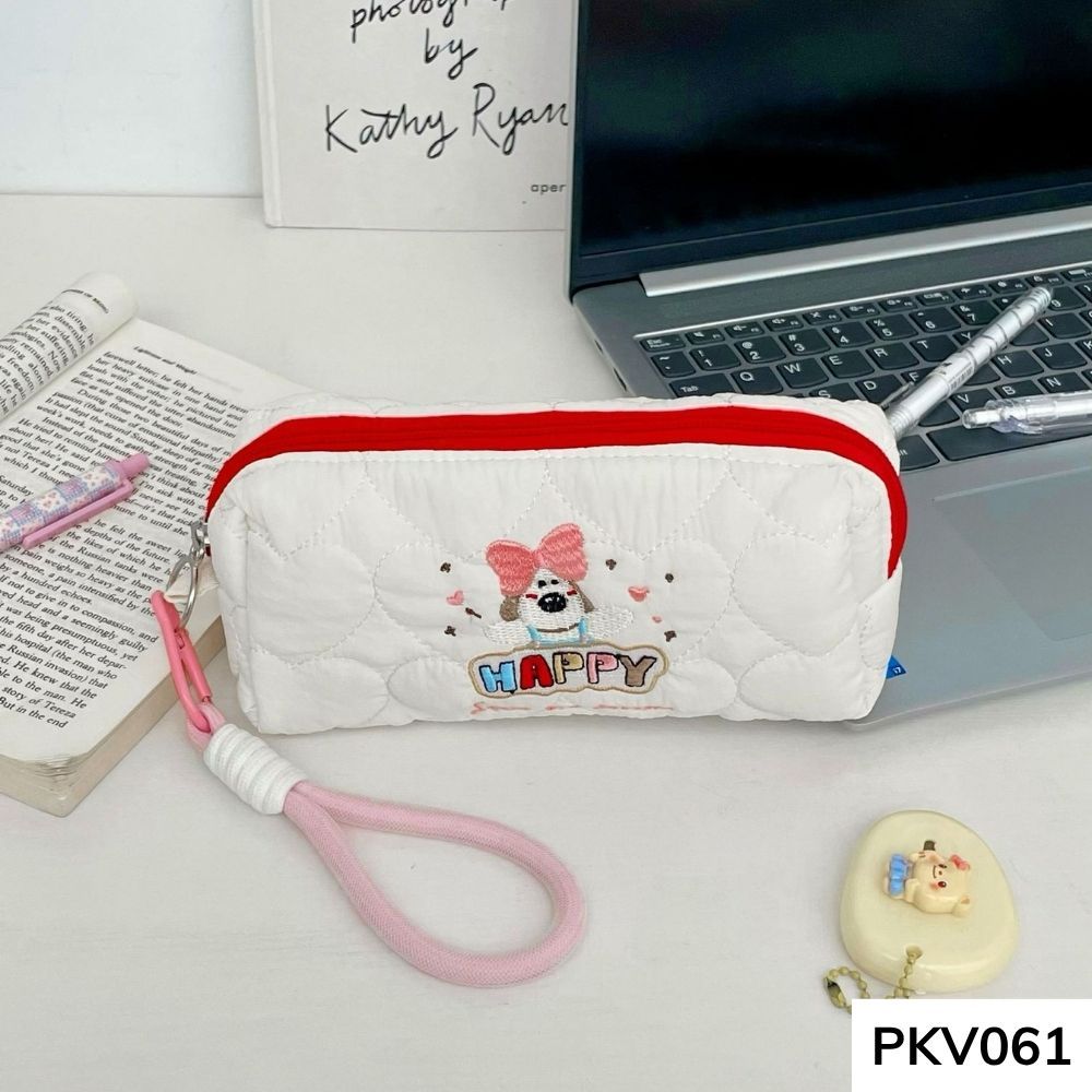 Bóp viết , hộp đựng bút vải phao thêu thú cute nhiều họa tiết dành học sinh các cấp PKV061 gagastore