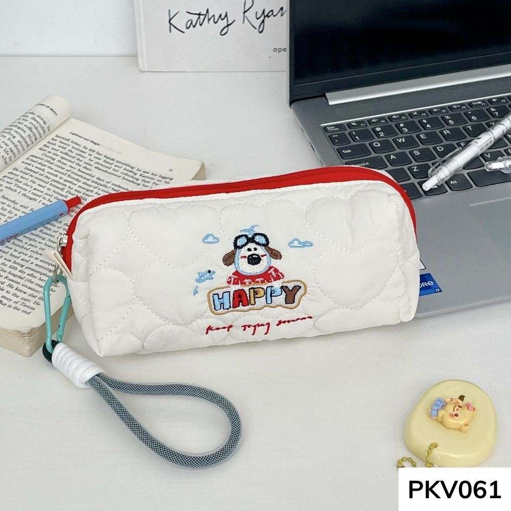 Bóp viết , hộp đựng bút vải phao thêu thú cute nhiều họa tiết dành học sinh các cấp PKV061 gagastore