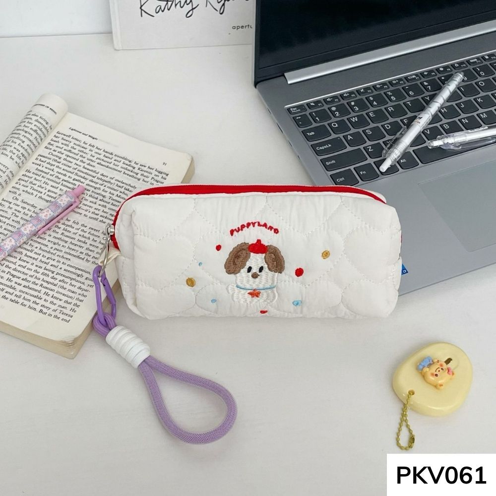 Bóp viết , hộp đựng bút vải phao thêu thú cute nhiều họa tiết dành học sinh các cấp PKV061 gagastore